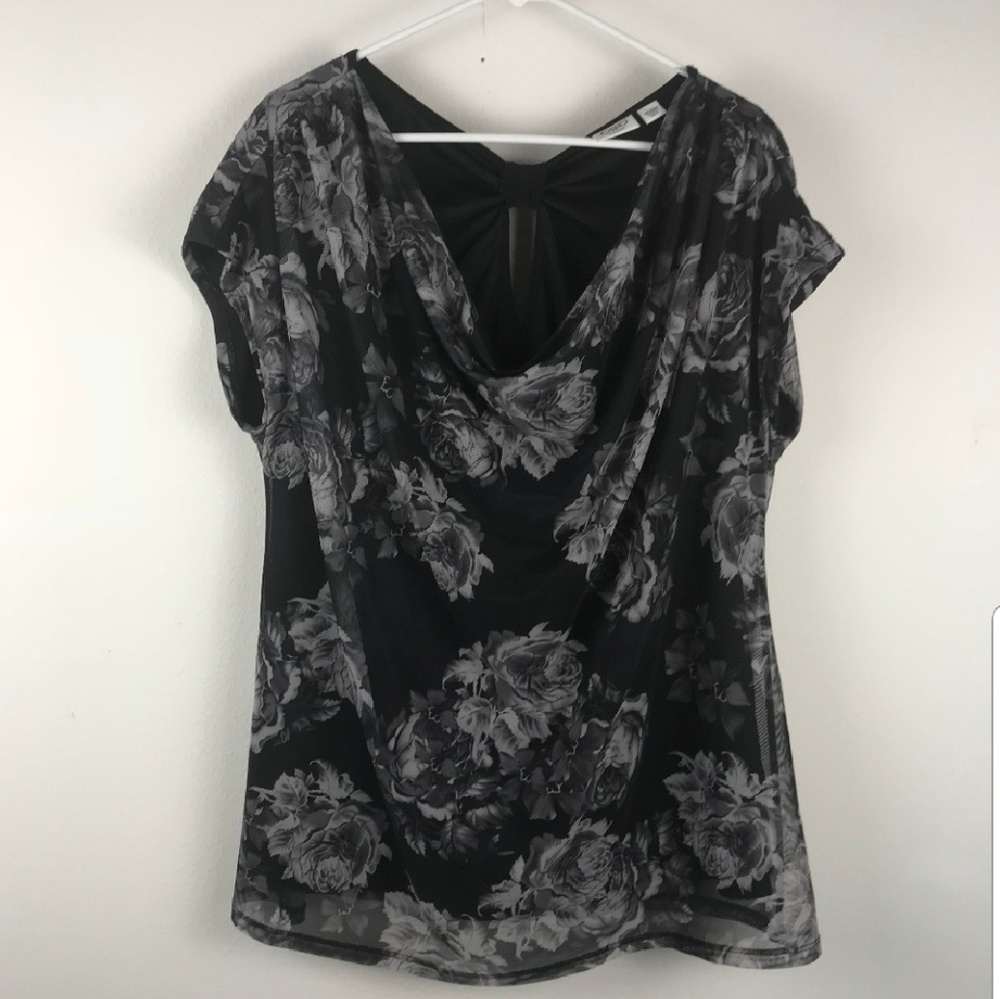 Cato women layered blouse floral drape neck 24W